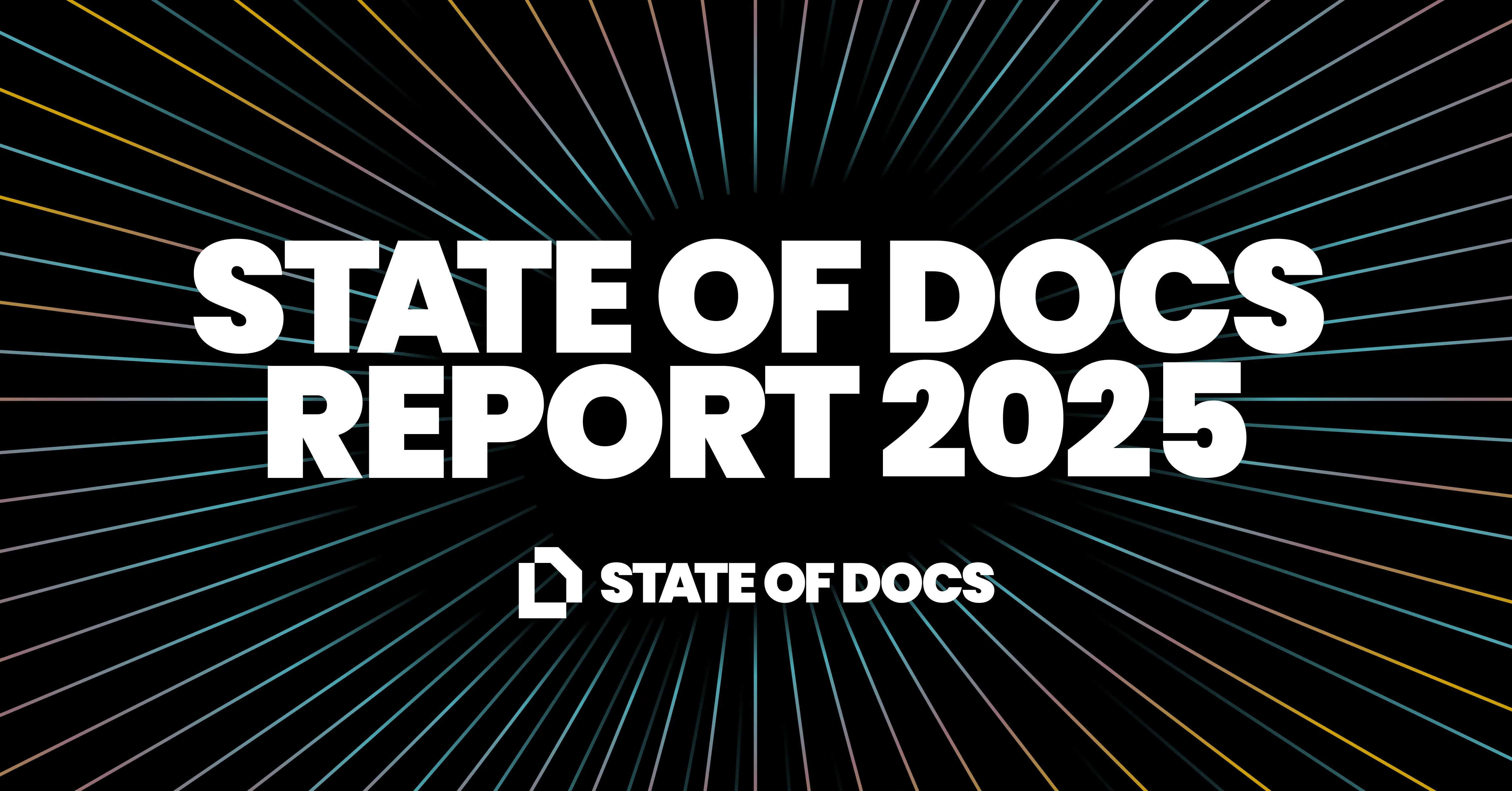 A dark background with the words 'State of Docs Report 2025' in bold lettering