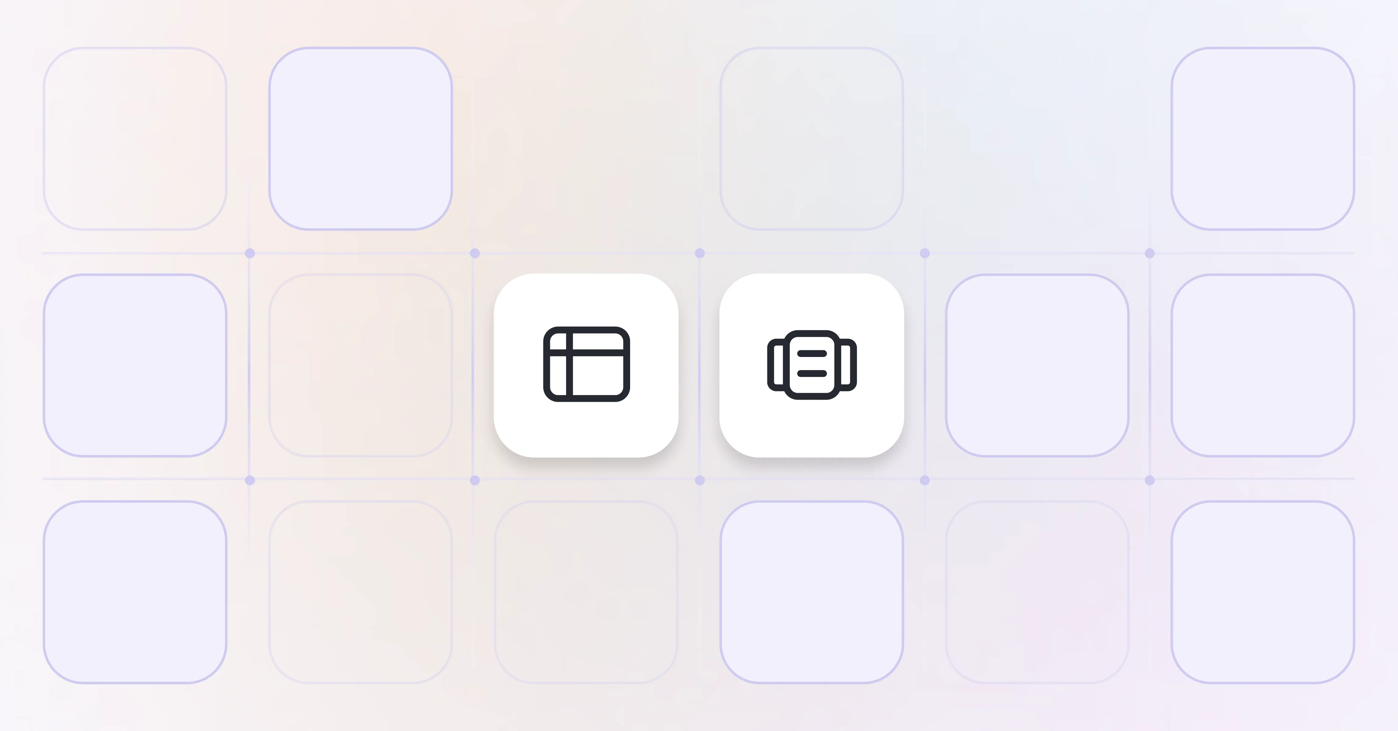 Two icons representing tables and cards on a pale background