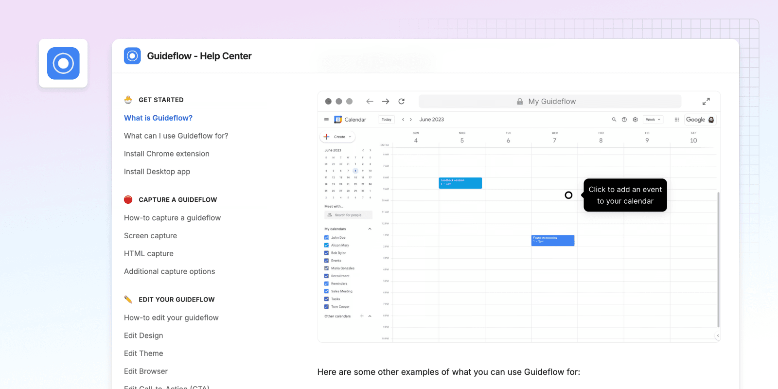 Add Guideflow interactive demos and guides in GitBook