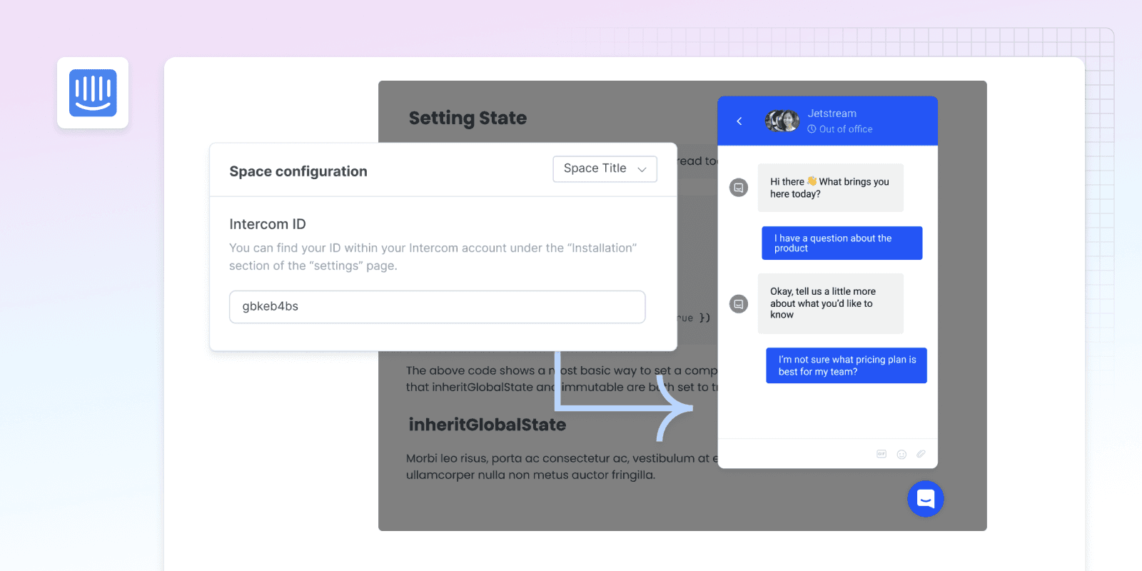 The Intercom chat widget integration for GitBook