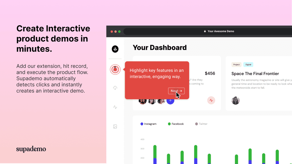 An image depicting interactive product demos from Supademo