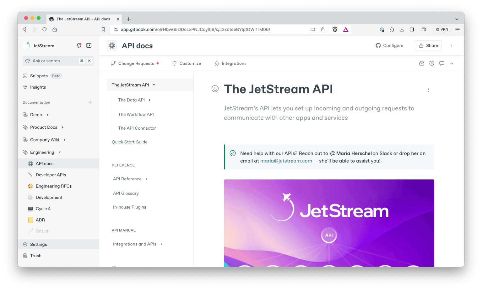 A screenshot showing the new GitBook app design in a browser window