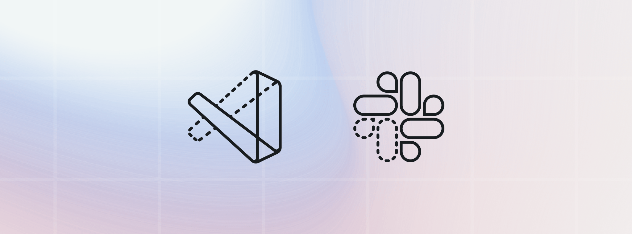 The VS Code and Slack logos side-by-side on a light purple background