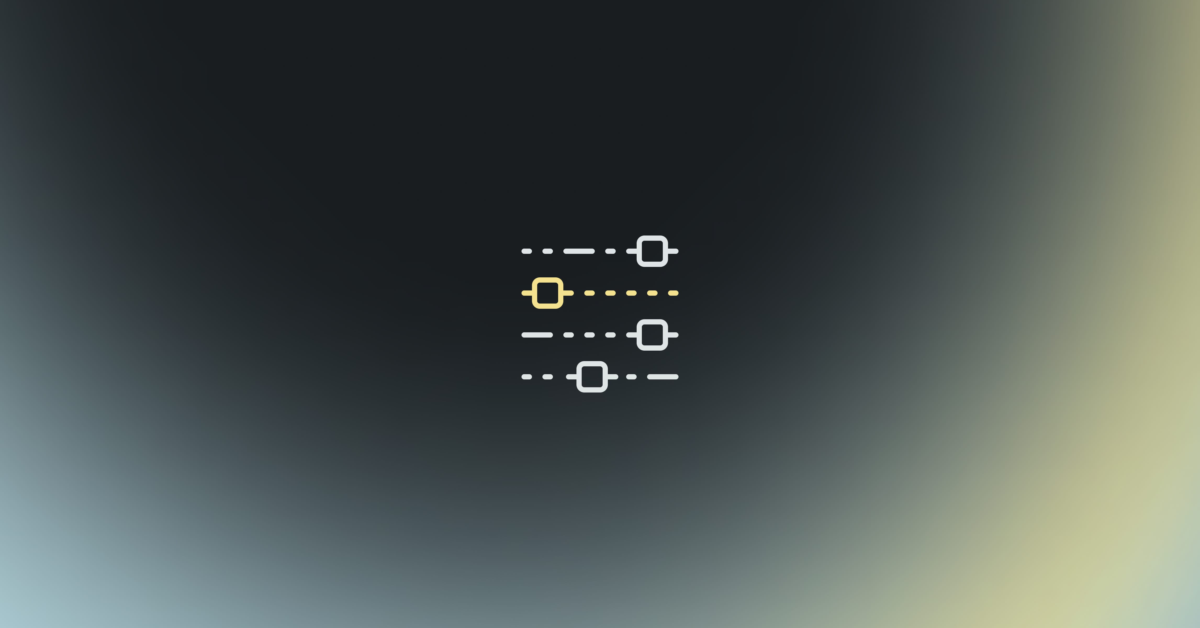 An icon represneting customization on a dark background with yellow and blue highlights