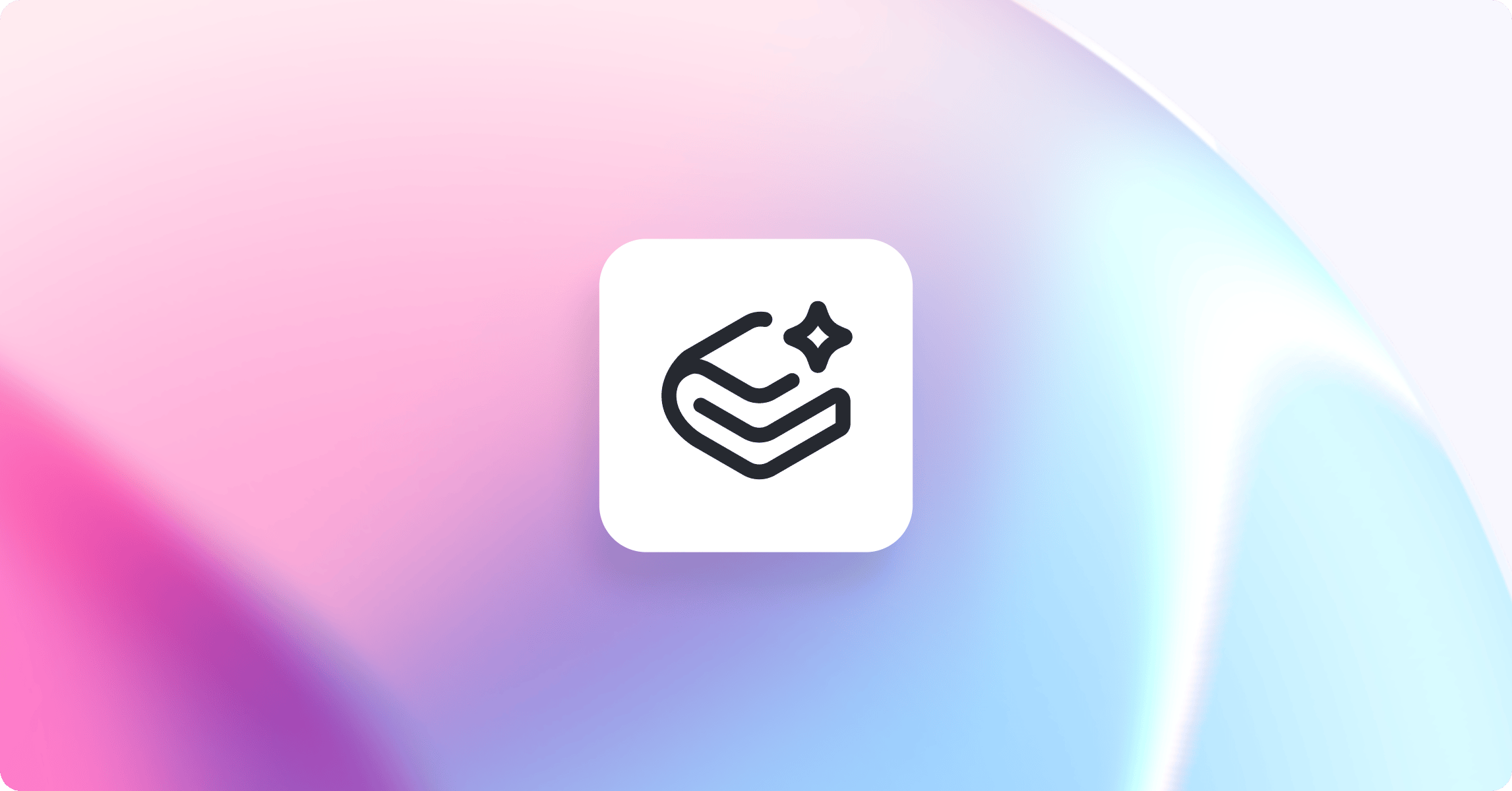 The GitBook logo with a start overlayed, inside a white square box on a pink, blue and white background