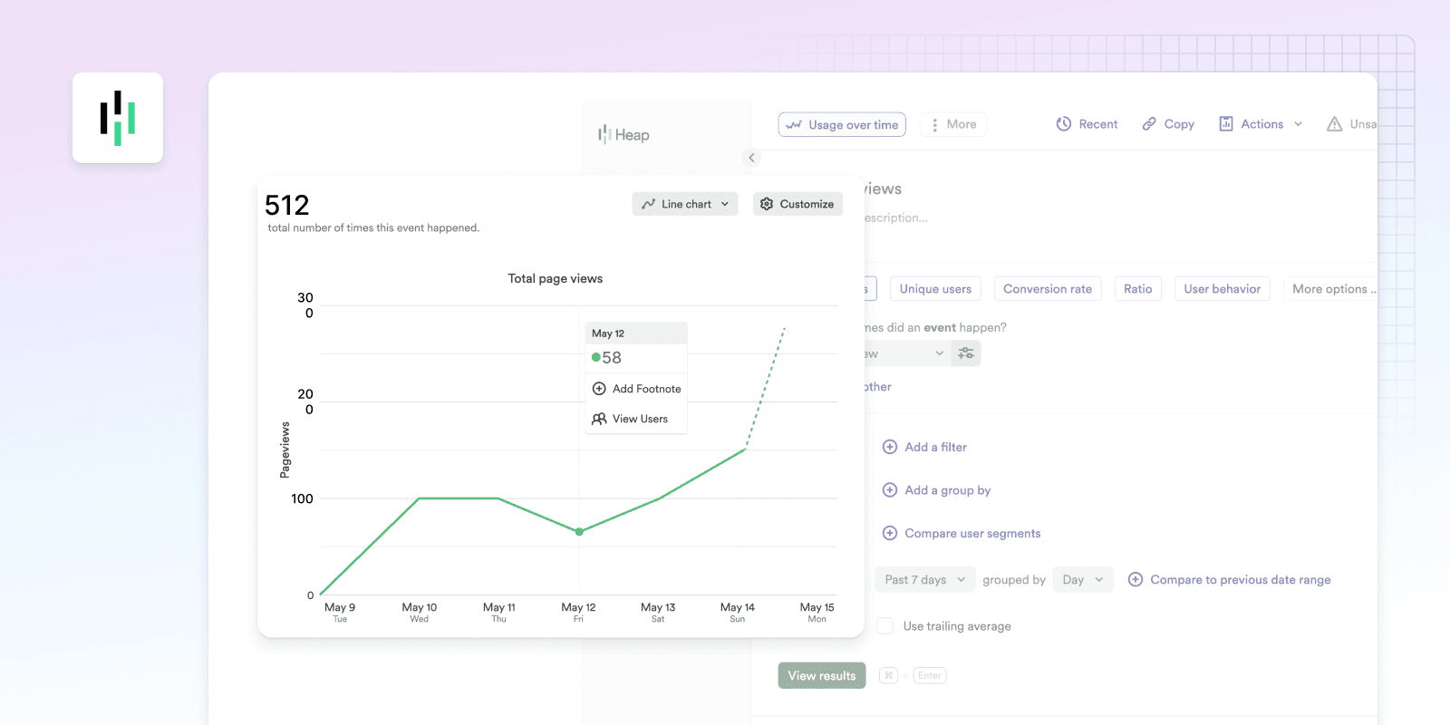 A example of Gitbook sites being plugged into a Heap analytics instance