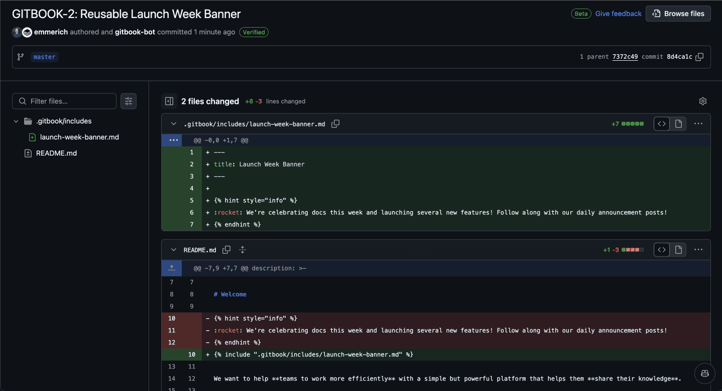 A screenshot of GitHub showing how resuable content works in Git Sync