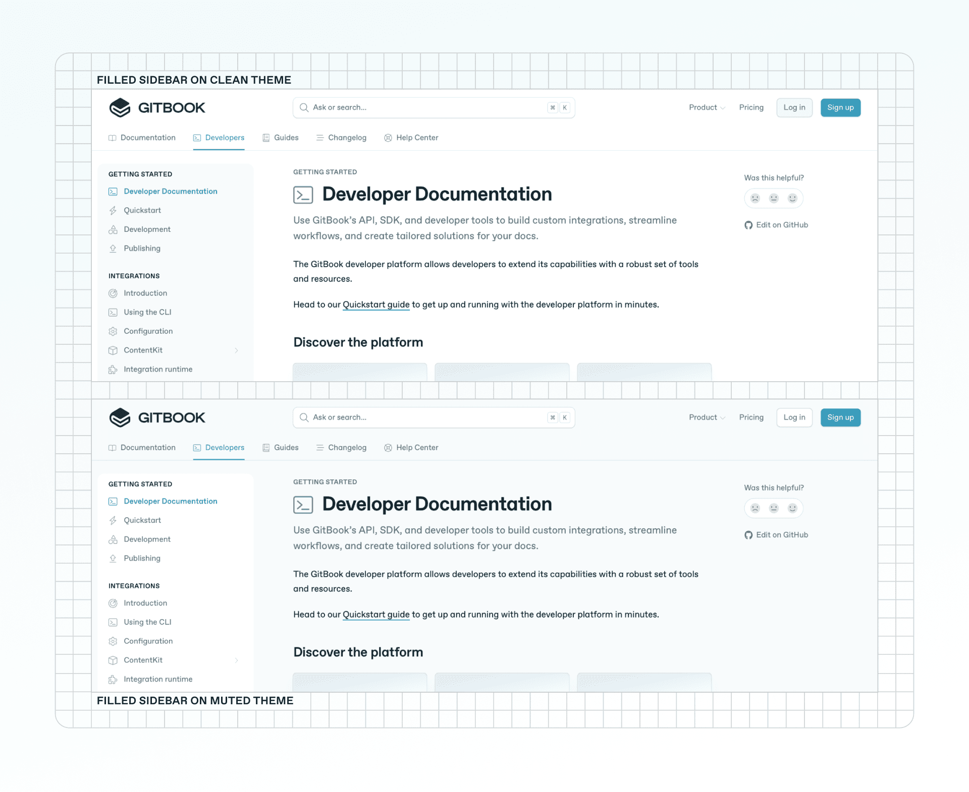 Two different looks for the sidebar, on Clean and Muted