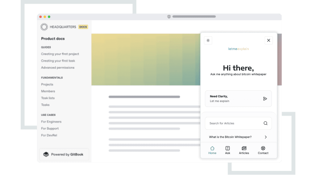 An example of the LetMeExplain integration being used in GitBook