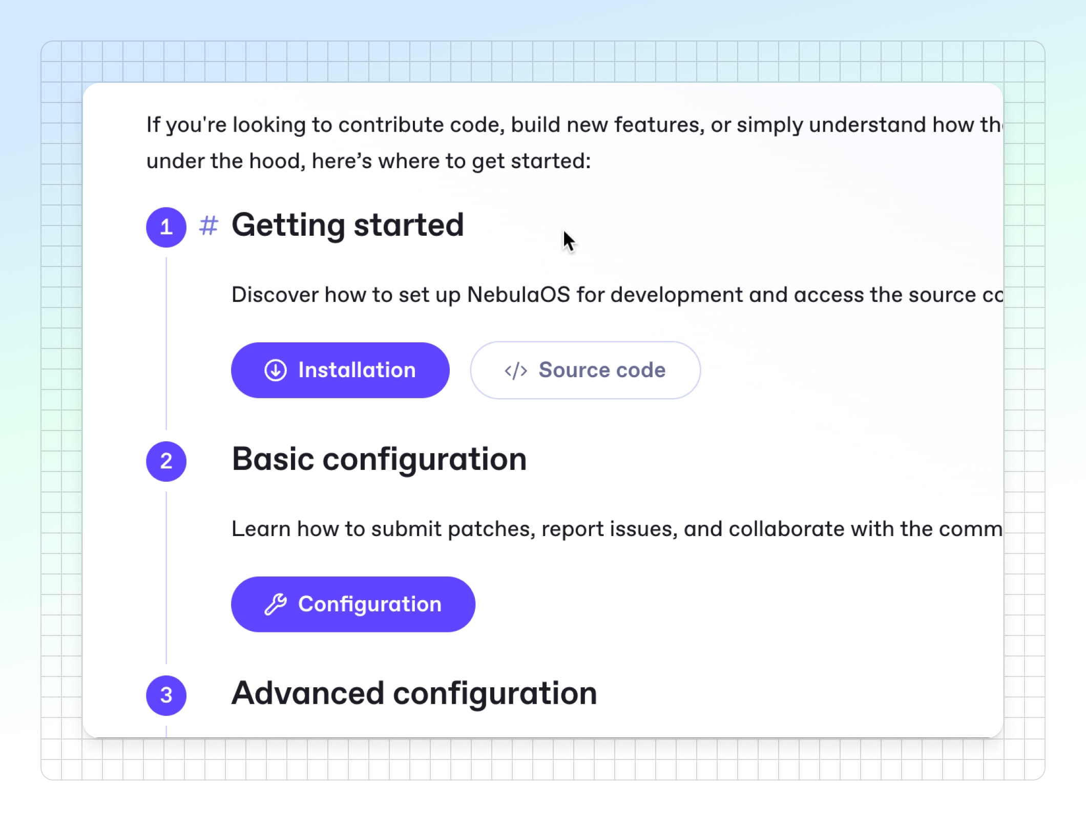 A screenshot of published docs in GitBook showing inline buttons with icons